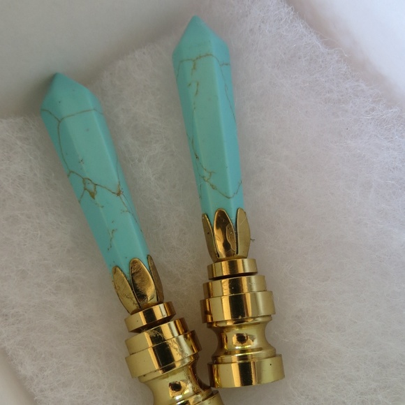 C. Damien Fox Other - Polished Green and Gold Veined Turquoise Finials